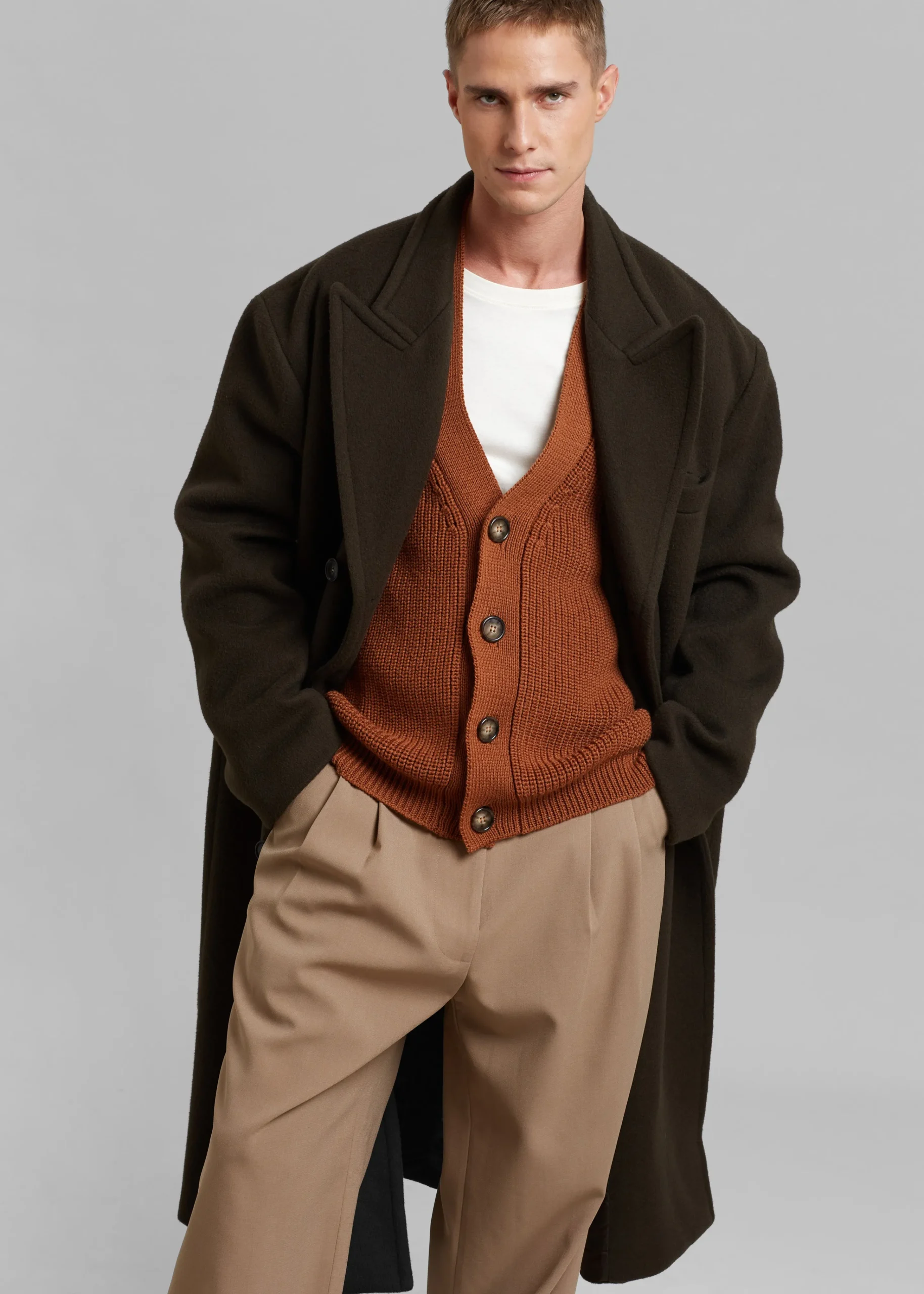 The Frankie Shop Curtis Oversized Coat Dark Brown