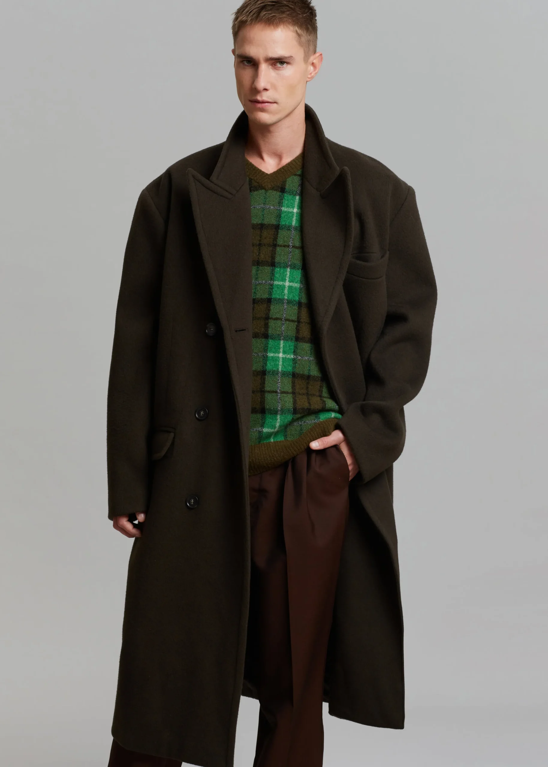 The Frankie Shop Curtis Oversized Coat Dark Brown