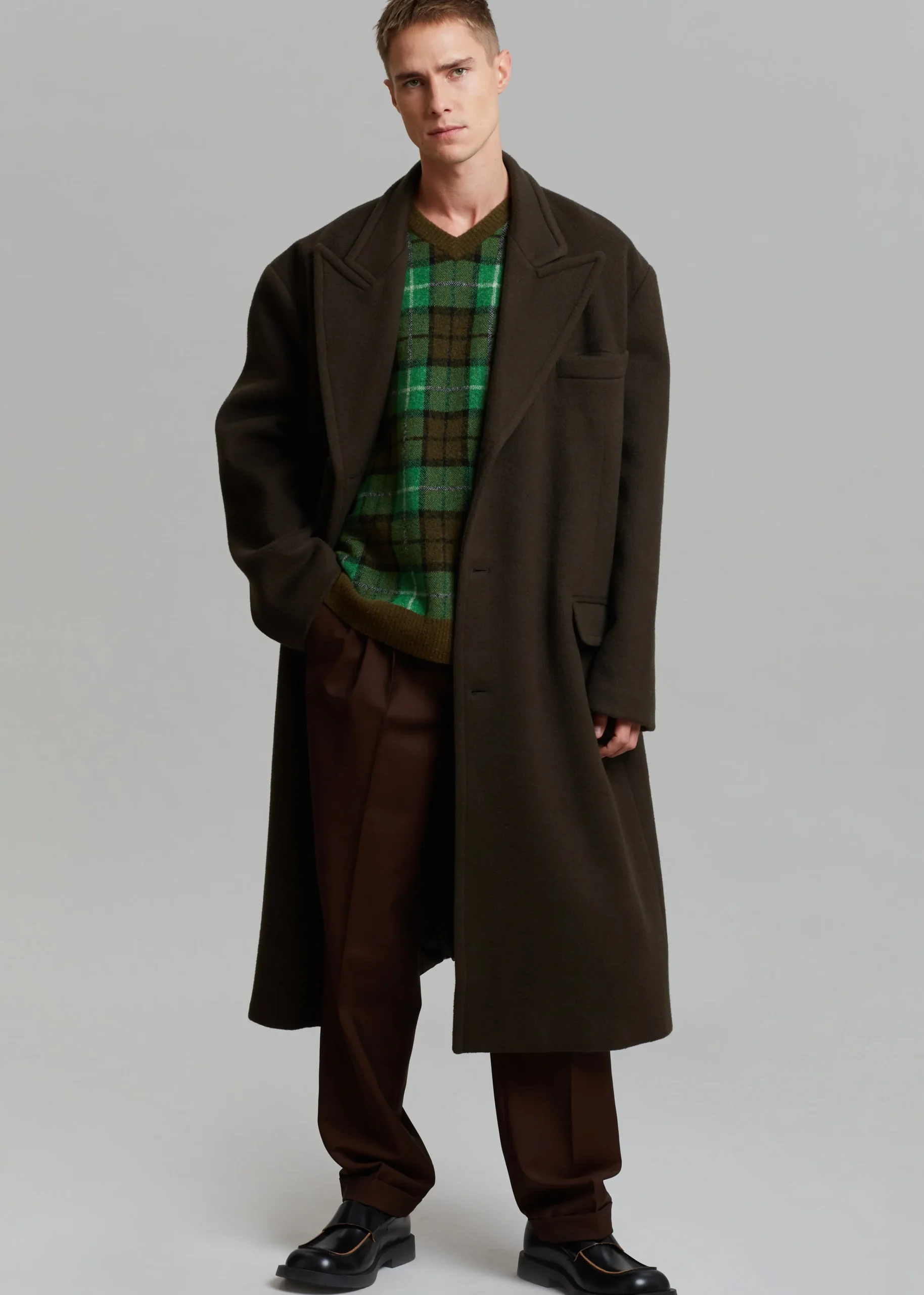 The Frankie Shop Curtis Oversized Coat Dark Brown