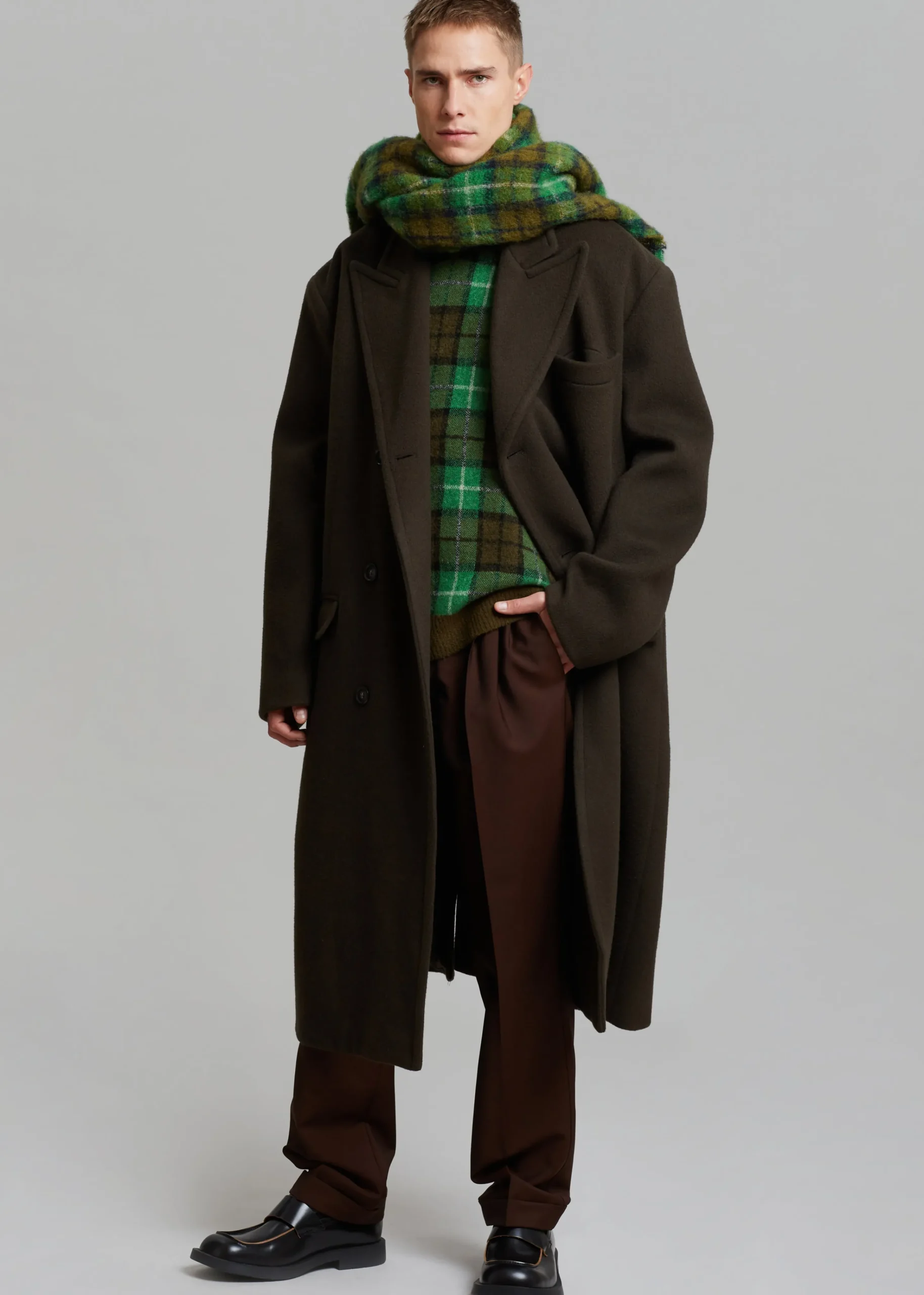 The Frankie Shop Curtis Oversized Coat Dark Brown