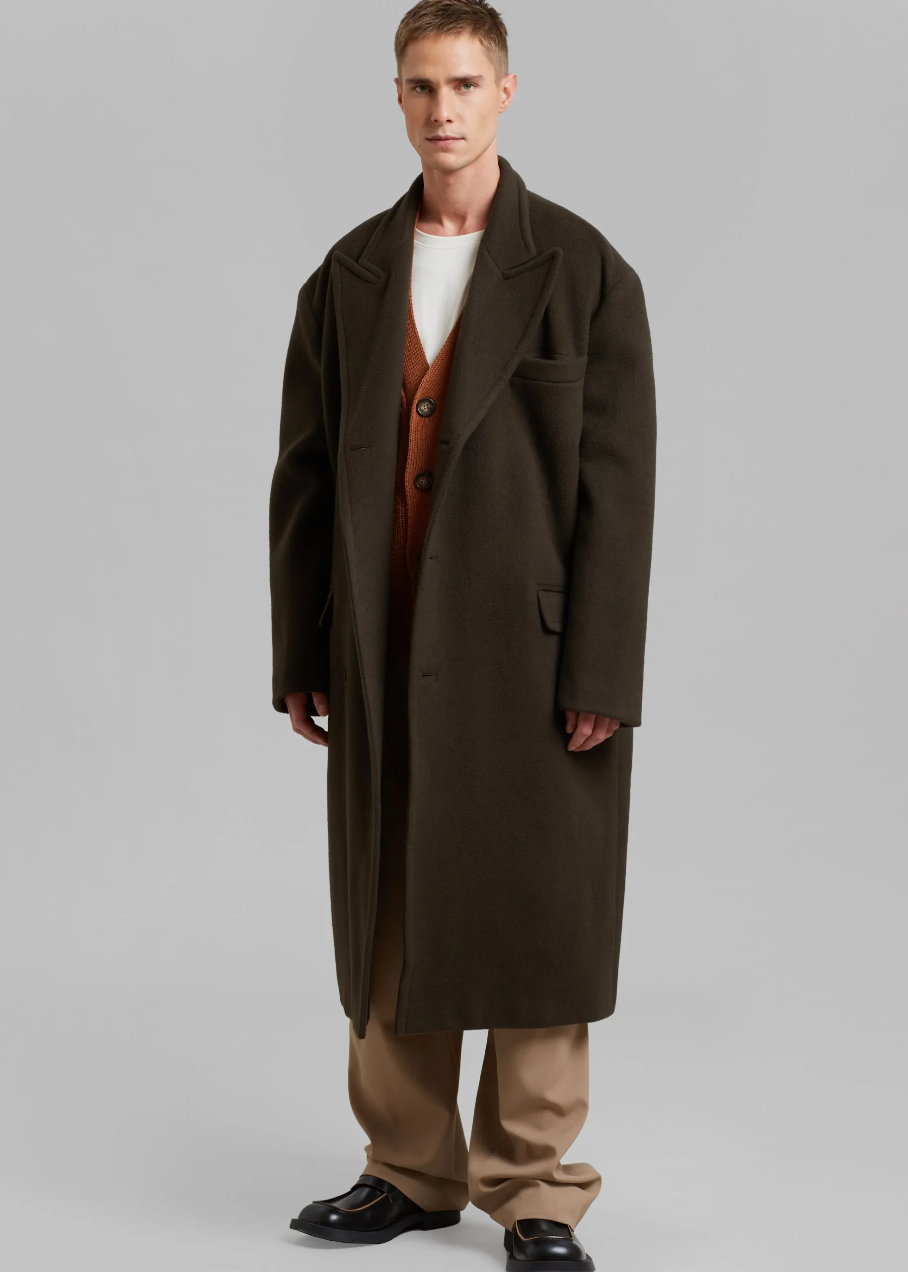 The Frankie Shop Curtis Oversized Coat Dark Brown
