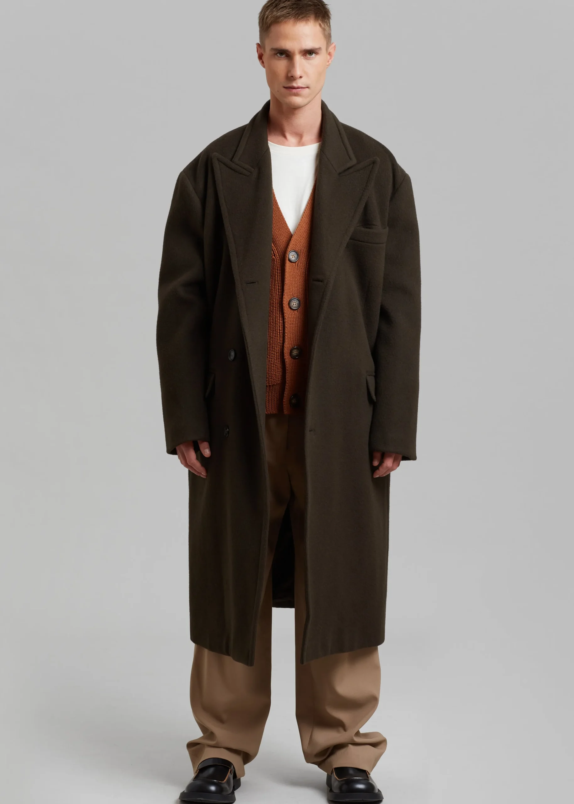 The Frankie Shop Curtis Oversized Coat Dark Brown