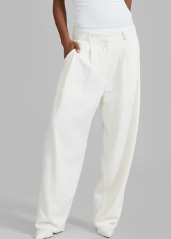 The Frankie Shop Dakota Pleated Pants Ivory Online