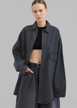 The Frankie Shop Dallas Denim Overshirt Dark Grey Outlet