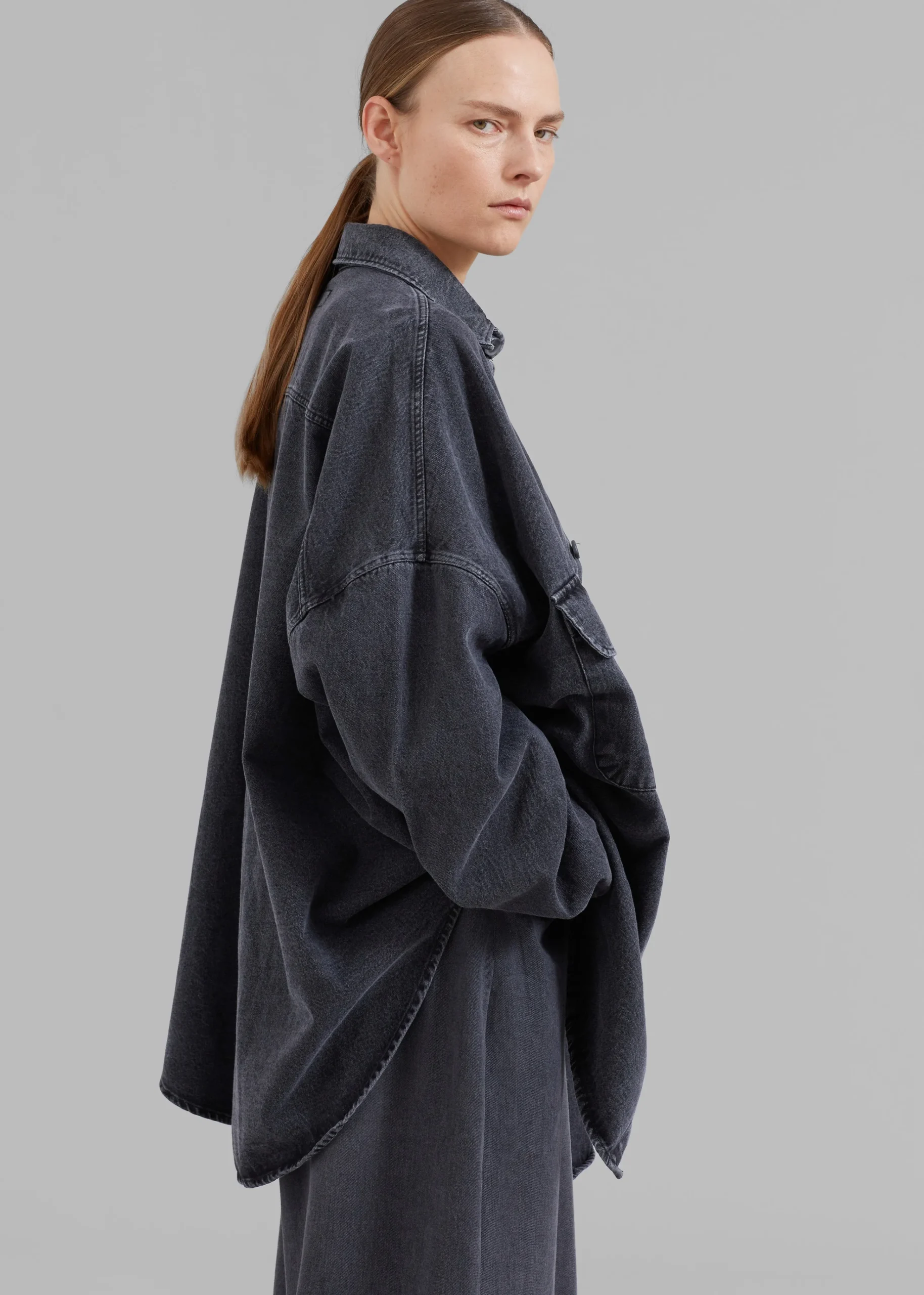 The Frankie Shop Dallas Denim Overshirt Dark Grey Outlet