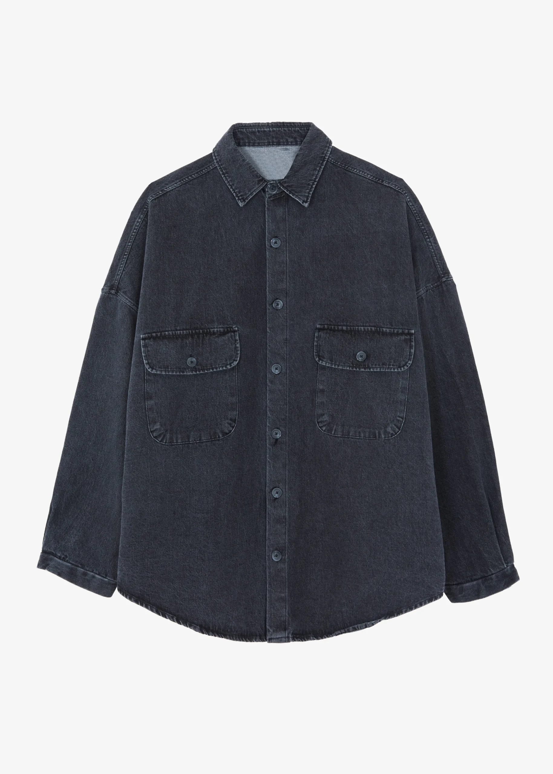 The Frankie Shop Dallas Denim Overshirt Dark Grey Outlet