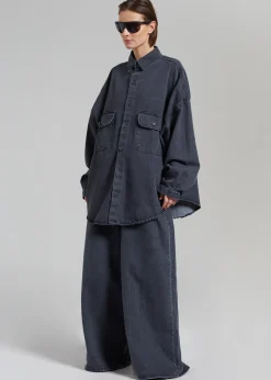 The Frankie Shop Dallas Denim Overshirt Dark Grey Outlet