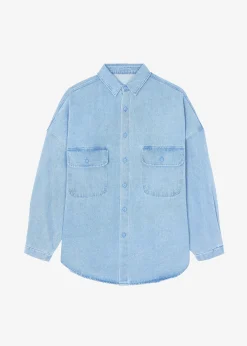 The Frankie Shop Dallas Denim Overshirt Worn Wash Hot