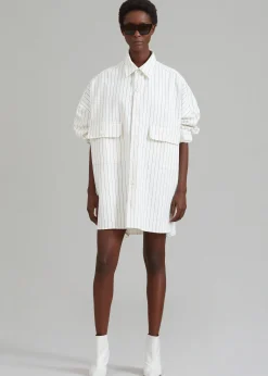 The Frankie Shop Dallas Denim Overshirt Blue Pinstripe Online