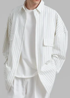 The Frankie Shop Dallas Denim Overshirt Blue Pinstripe Online