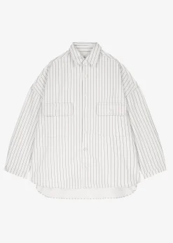 The Frankie Shop Dallas Denim Overshirt Blue Pinstripe Online