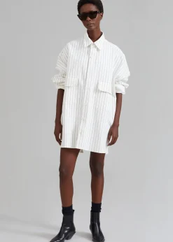 The Frankie Shop Dallas Denim Overshirt Blue Pinstripe Online