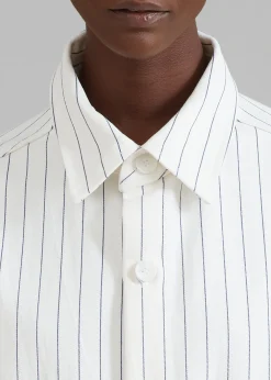The Frankie Shop Dallas Denim Overshirt Blue Pinstripe Online
