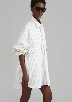 The Frankie Shop Dallas Denim Overshirt Blue Pinstripe Online