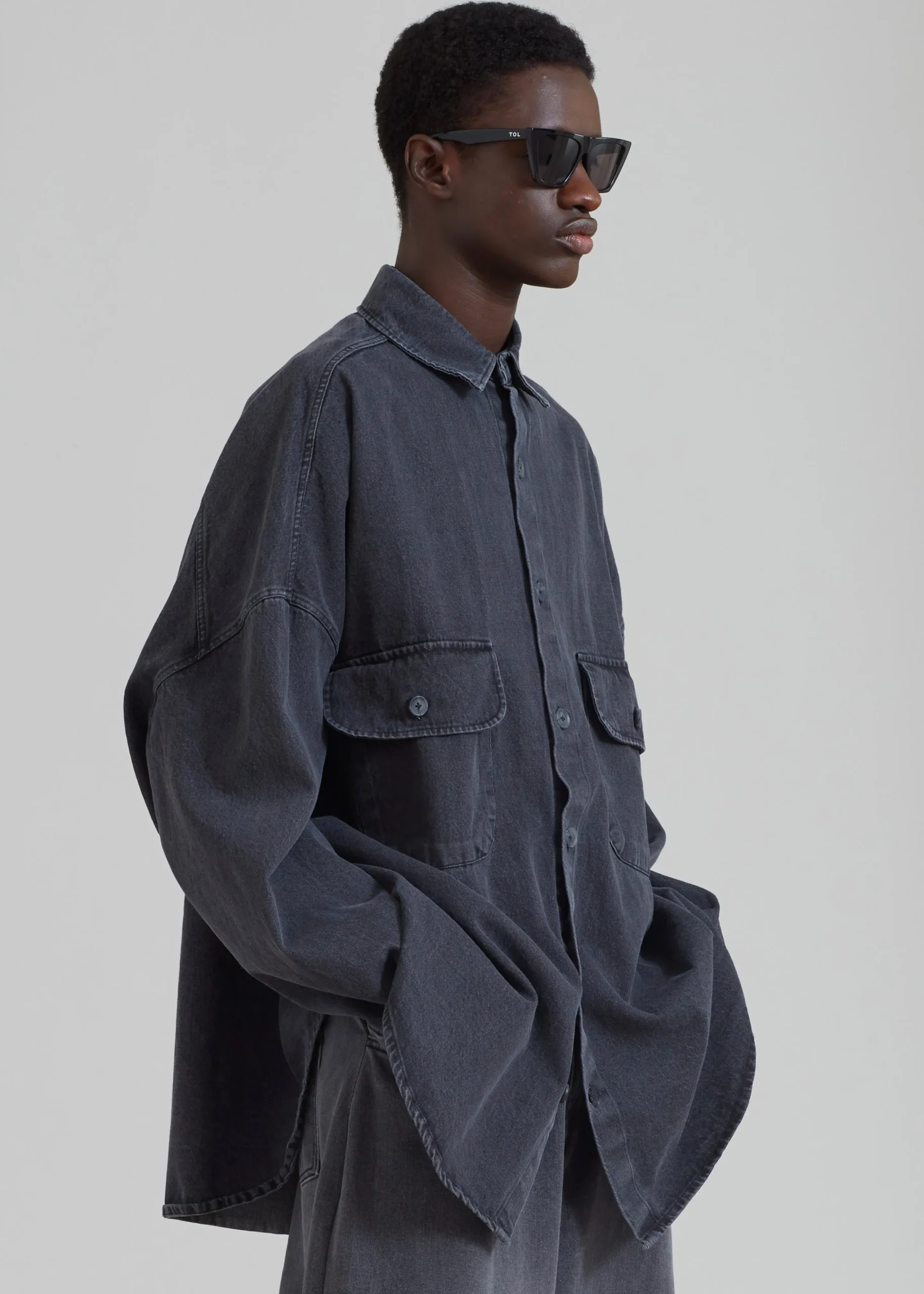 The Frankie Shop Dallas Men Denim Overshirt Dark Grey Best