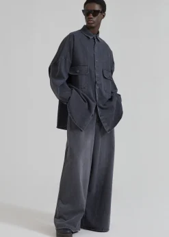 The Frankie Shop Dallas Men Denim Overshirt Dark Grey Best