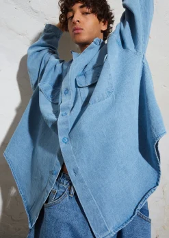 The Frankie Shop Dallas Men Denim Overshirt Worn Wash Best