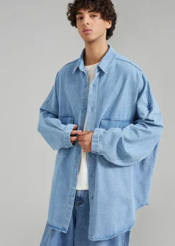 The Frankie Shop Dallas Men Denim Overshirt Worn Wash Best
