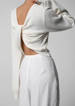 The Frankie Shop Darcey Twisted Knit Top Cream Outlet