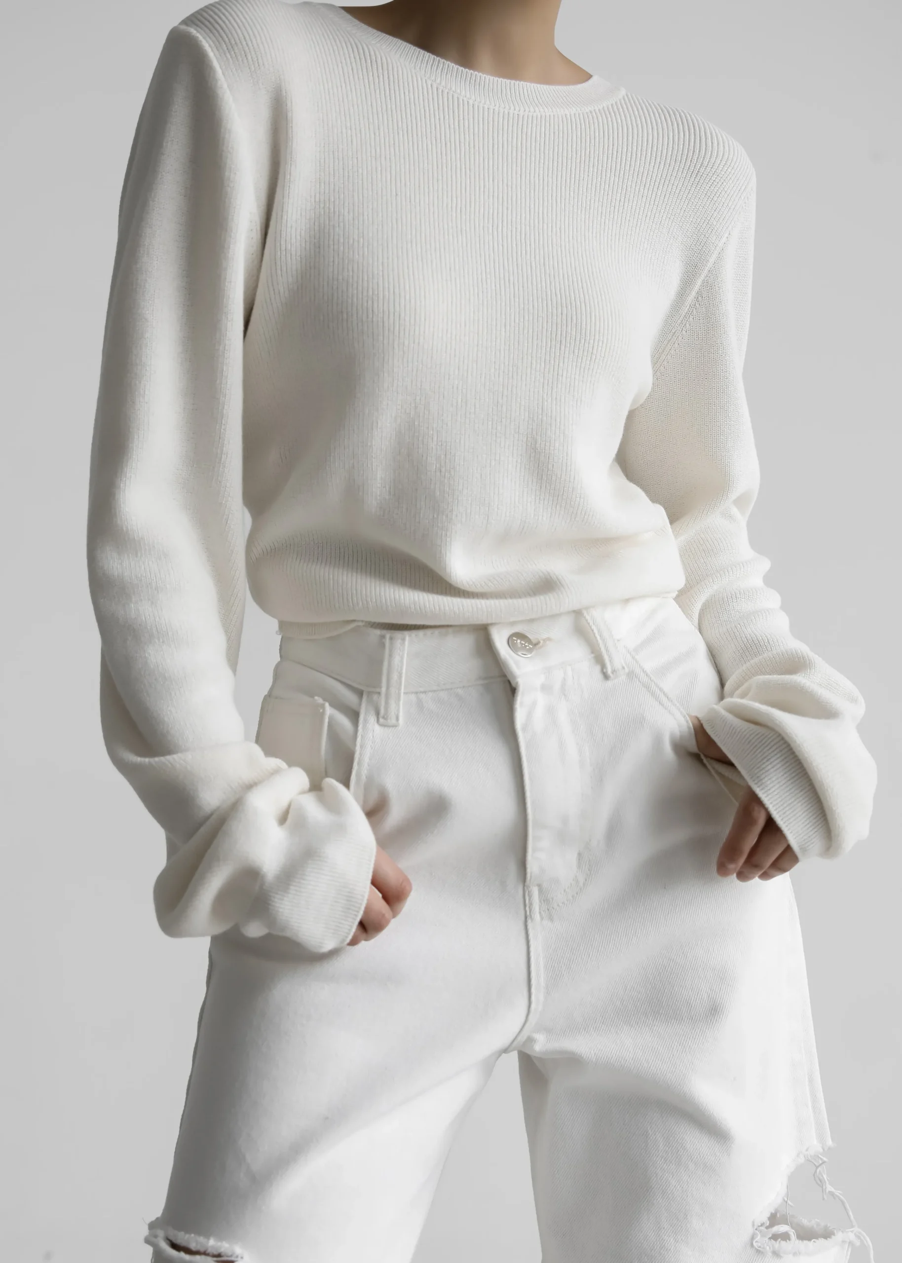 The Frankie Shop Darcey Twisted Knit Top Cream Outlet