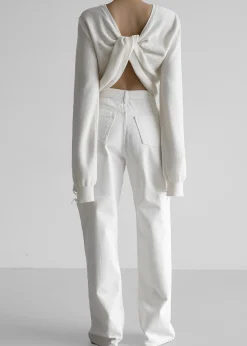 The Frankie Shop Darcey Twisted Knit Top Cream Outlet