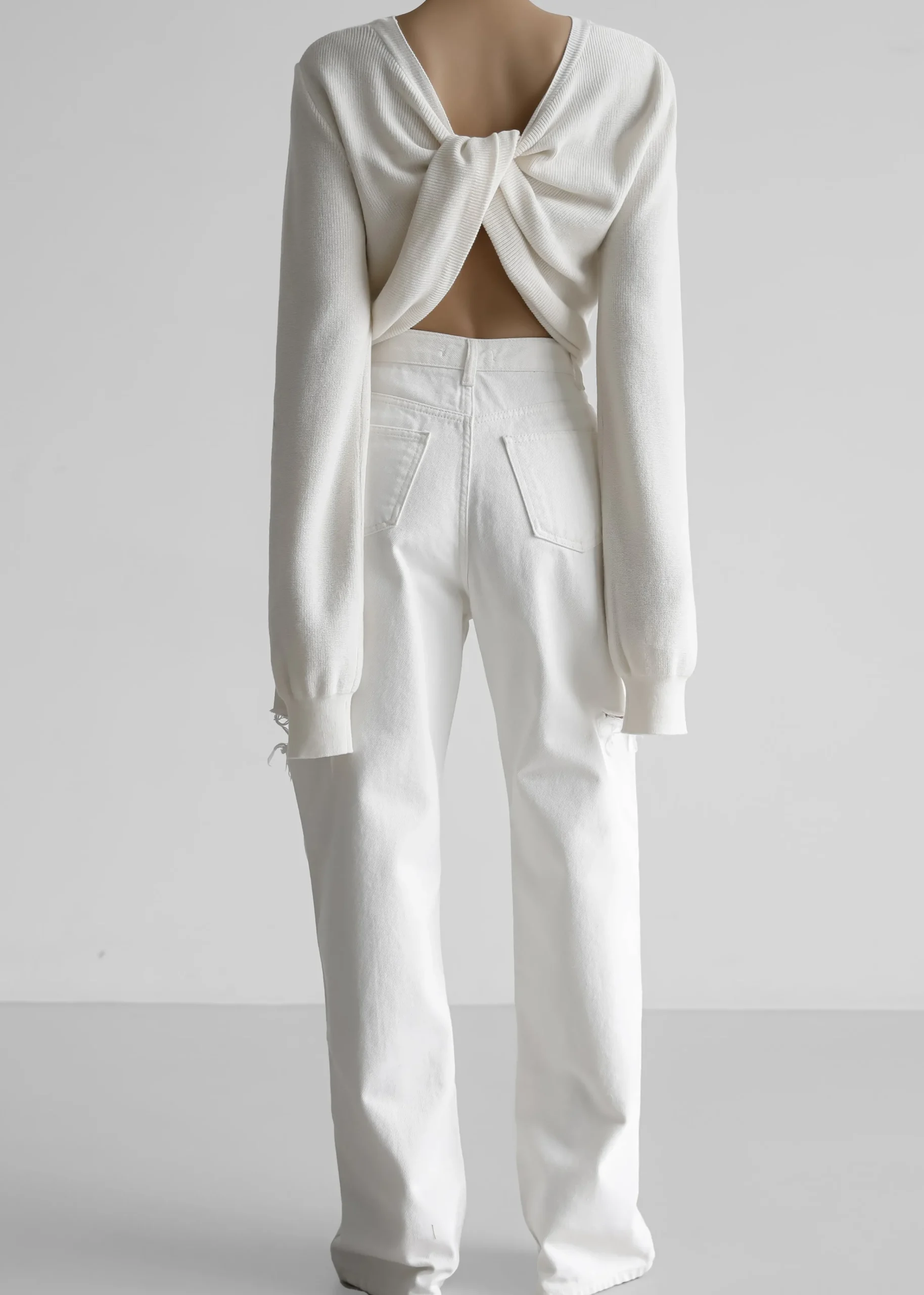 The Frankie Shop Darcey Twisted Knit Top Cream Outlet