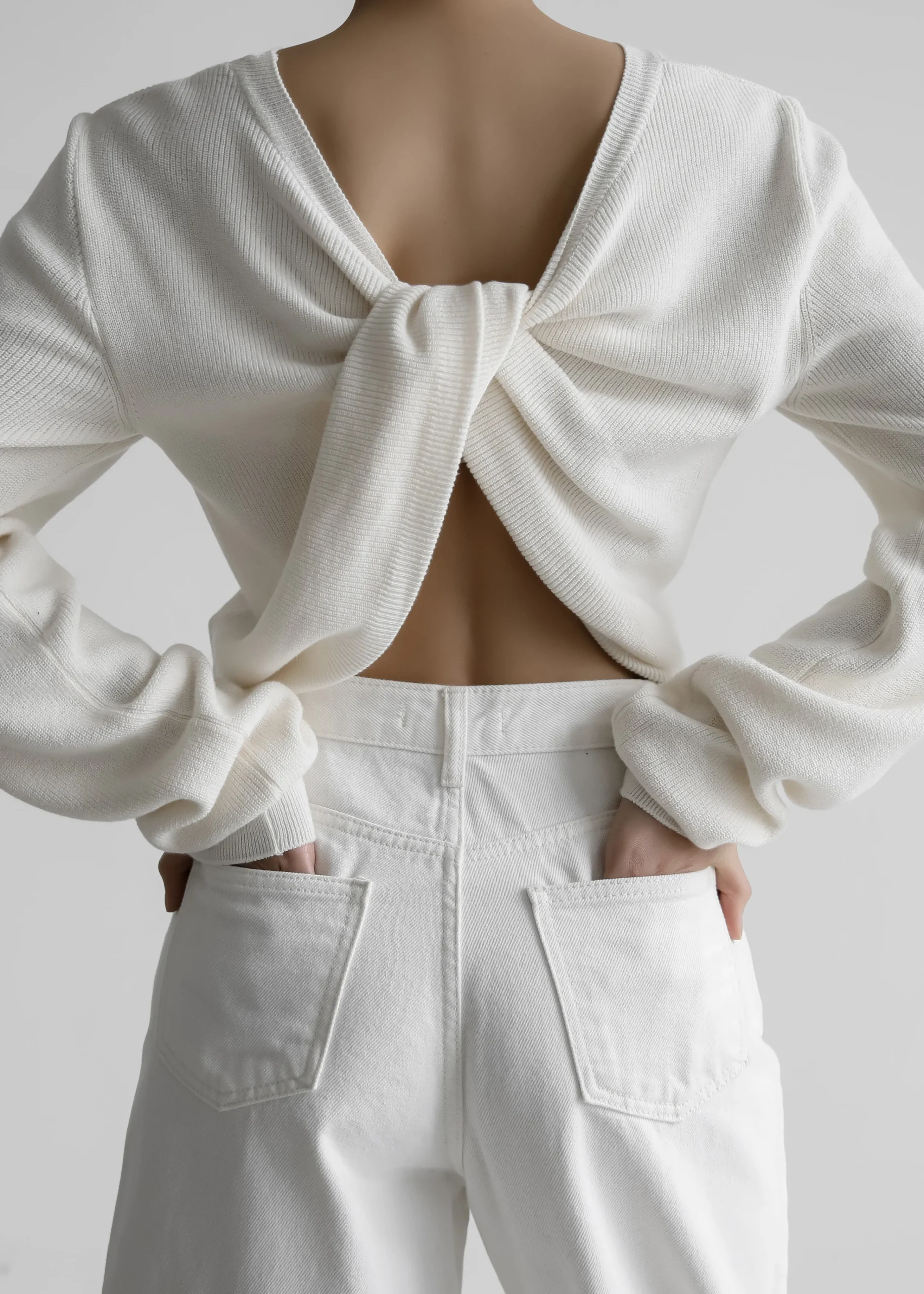 The Frankie Shop Darcey Twisted Knit Top Cream Outlet