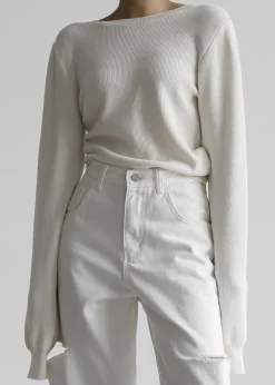 The Frankie Shop Darcey Twisted Knit Top Cream Outlet