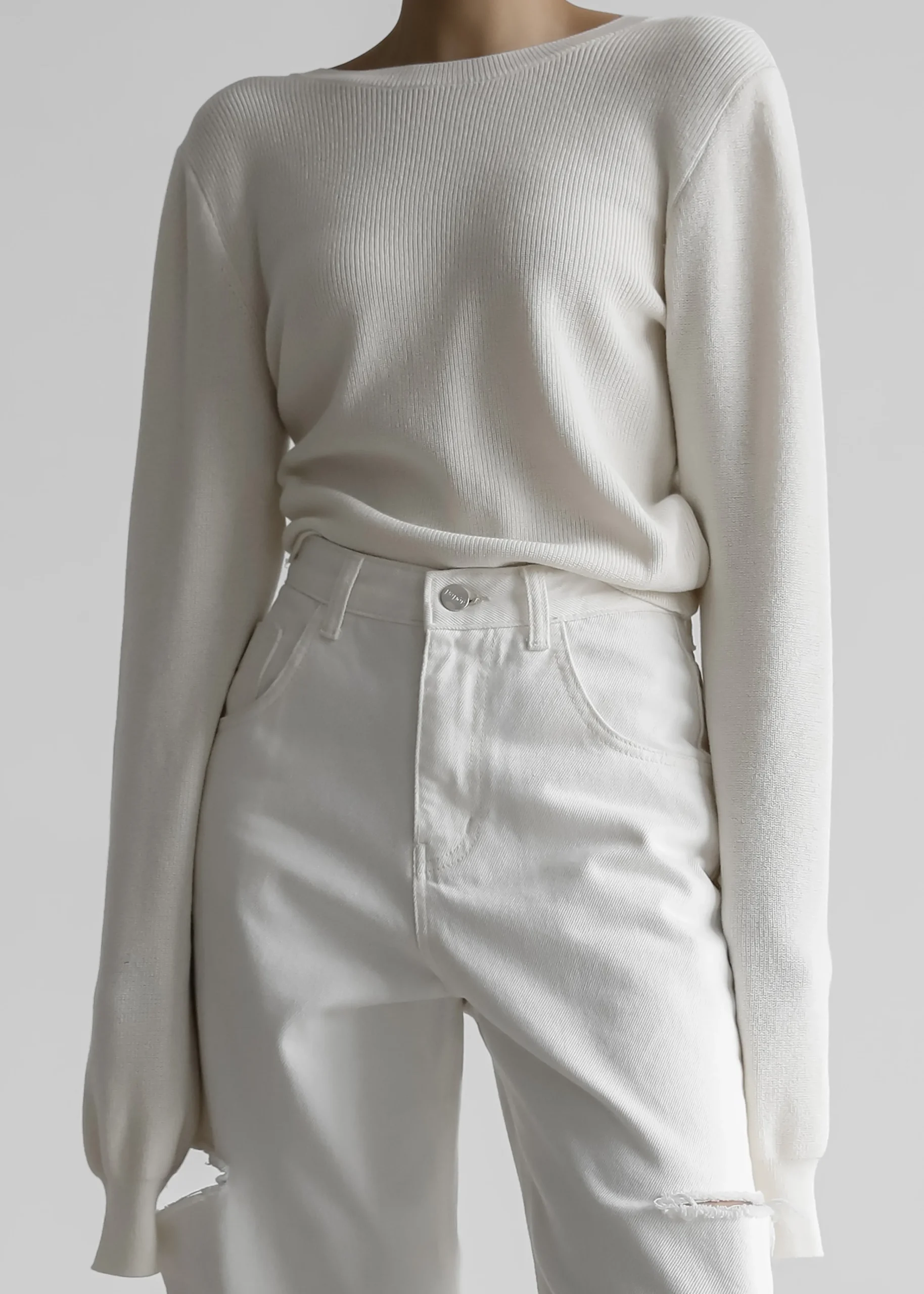 The Frankie Shop Darcey Twisted Knit Top Cream Outlet