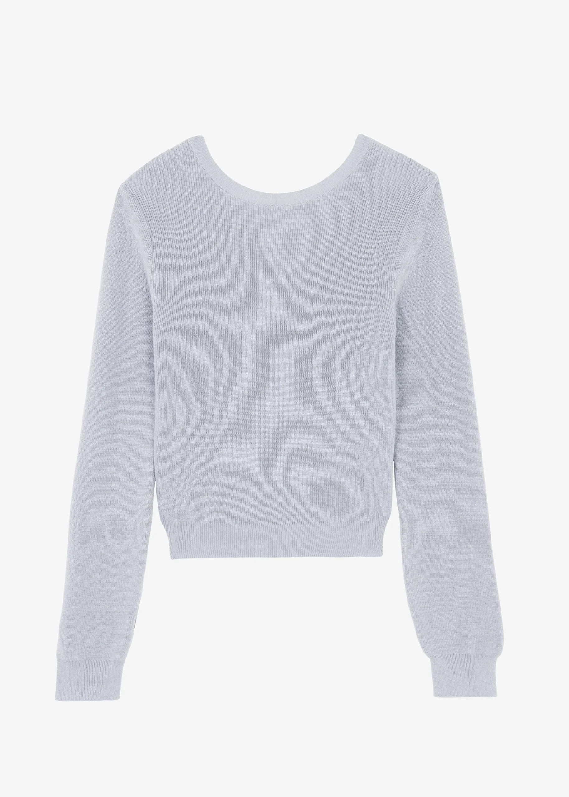 The Frankie Shop Darcey Twisted Knit Top Light Grey