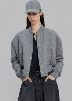 The Frankie Shop Debbie Wool Bomber Grey Melange Clearance