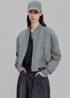 The Frankie Shop Debbie Wool Bomber Grey Melange Clearance
