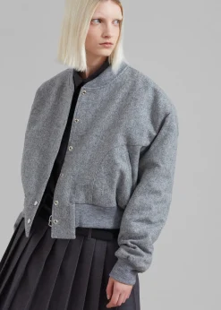 The Frankie Shop Debbie Wool Bomber Grey Melange Clearance