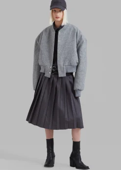 The Frankie Shop Debbie Wool Bomber Grey Melange Clearance