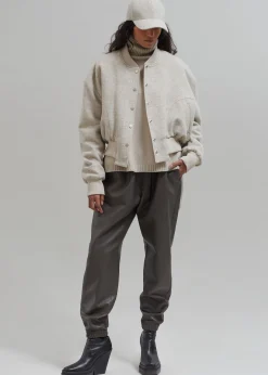 The Frankie Shop Debbie Wool Bomber Taupe Melange Discount