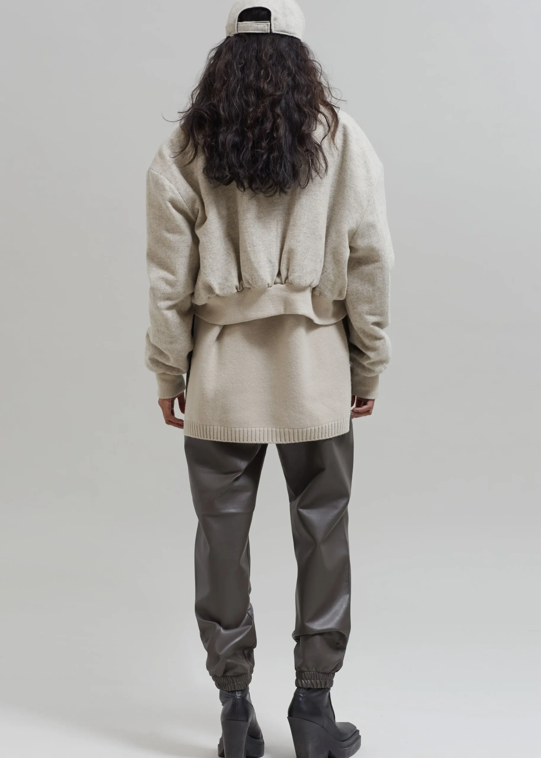 The Frankie Shop Debbie Wool Bomber Taupe Melange Discount
