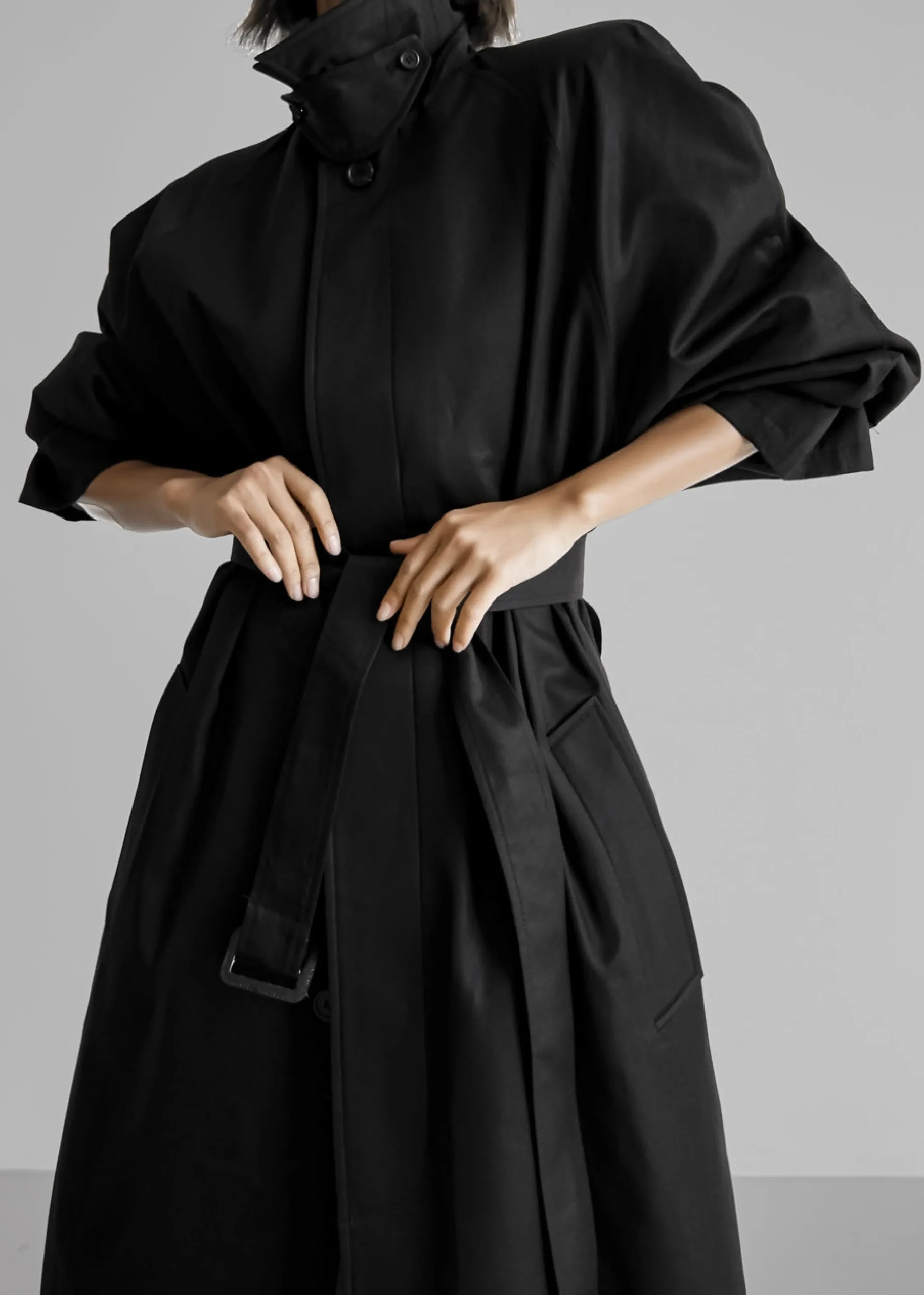 The Frankie Shop Decima Trench Coat Black Discount