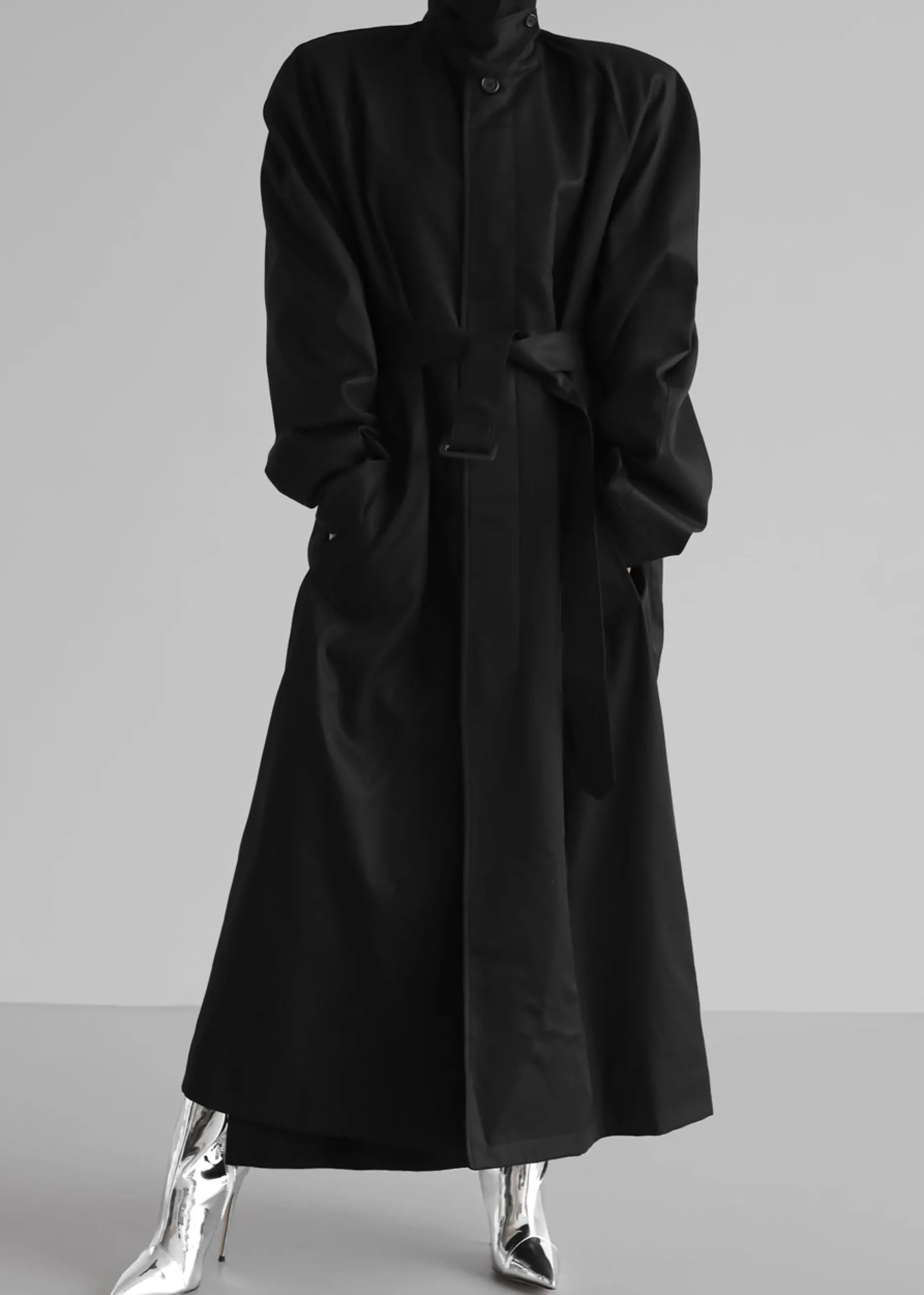 The Frankie Shop Decima Trench Coat Black Discount