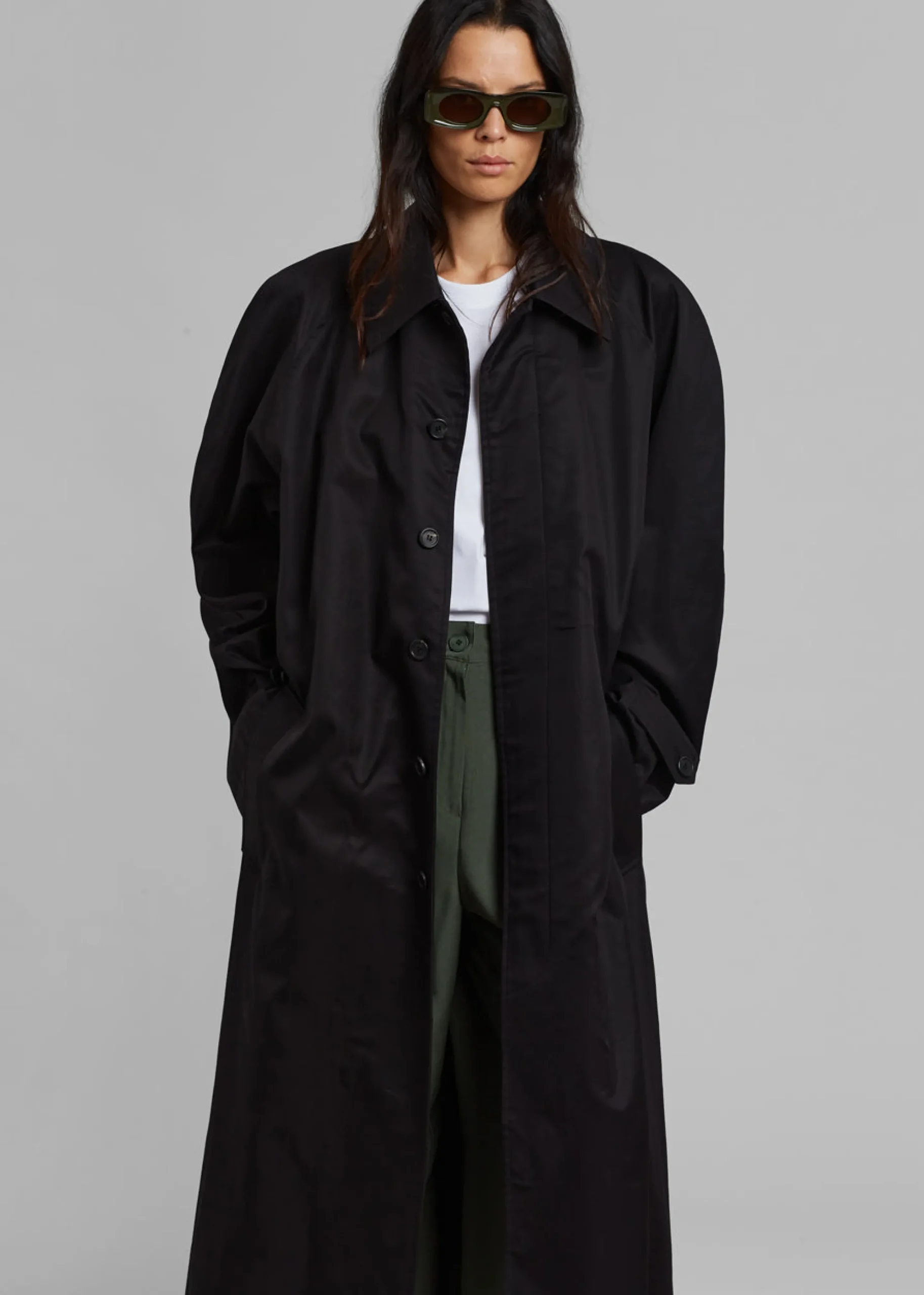 The Frankie Shop Decima Trench Coat Black Discount