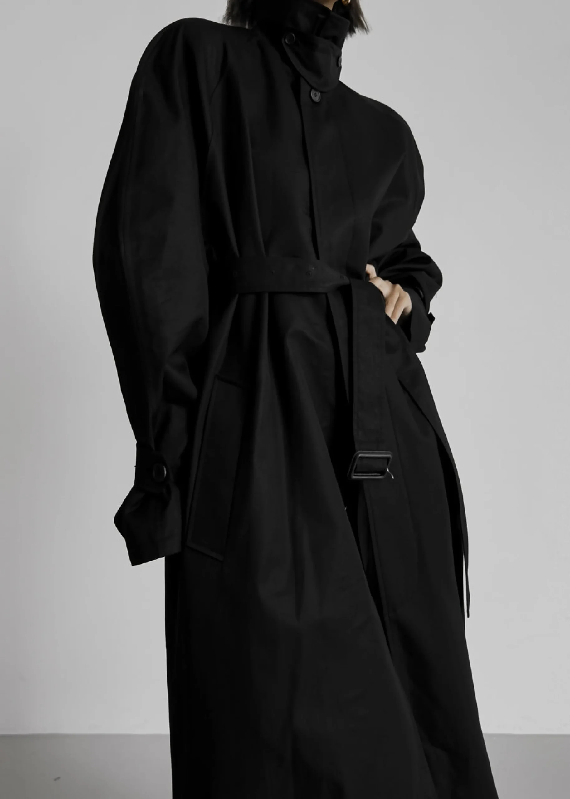 The Frankie Shop Decima Trench Coat Black Discount