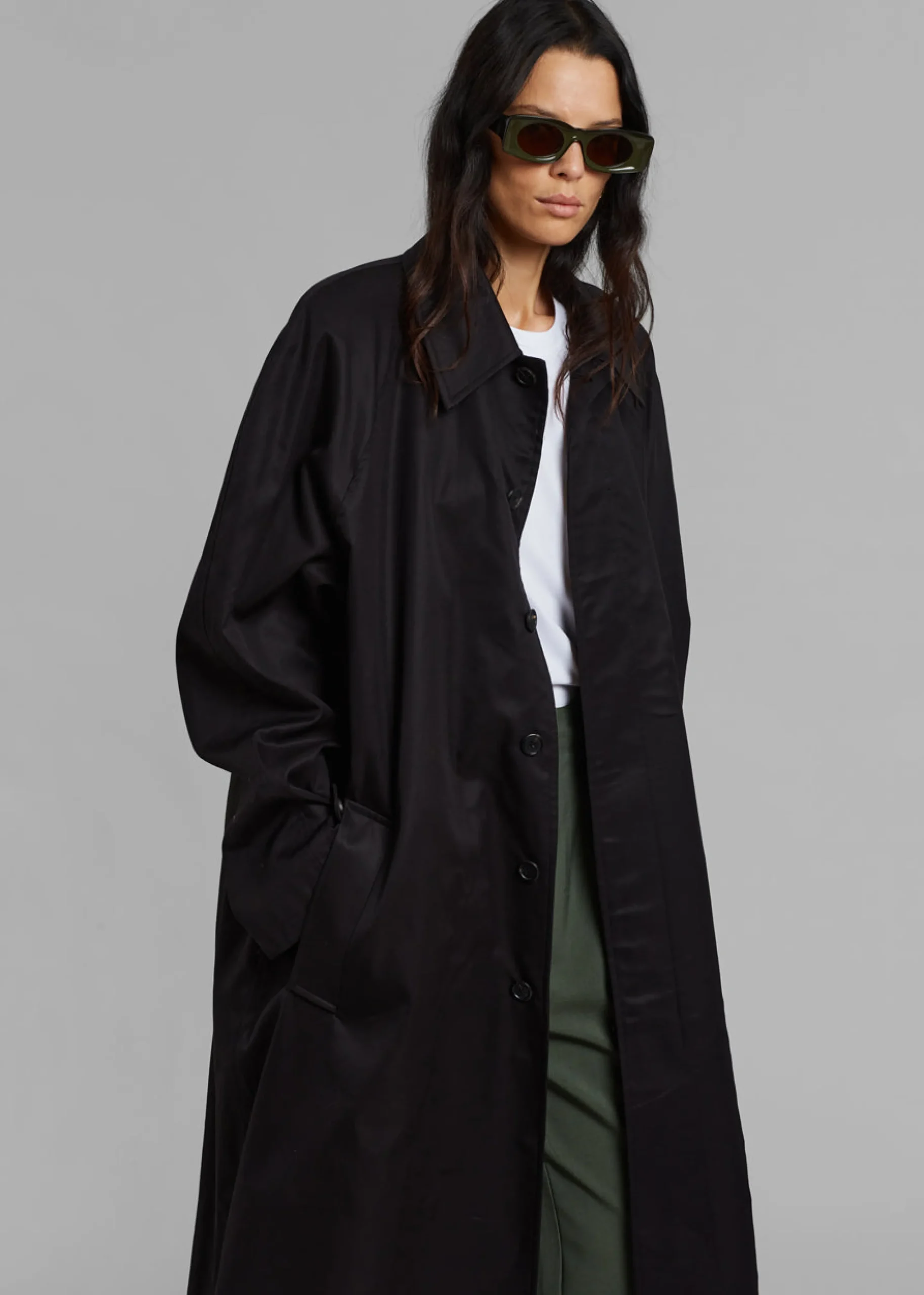 The Frankie Shop Decima Trench Coat Black Discount