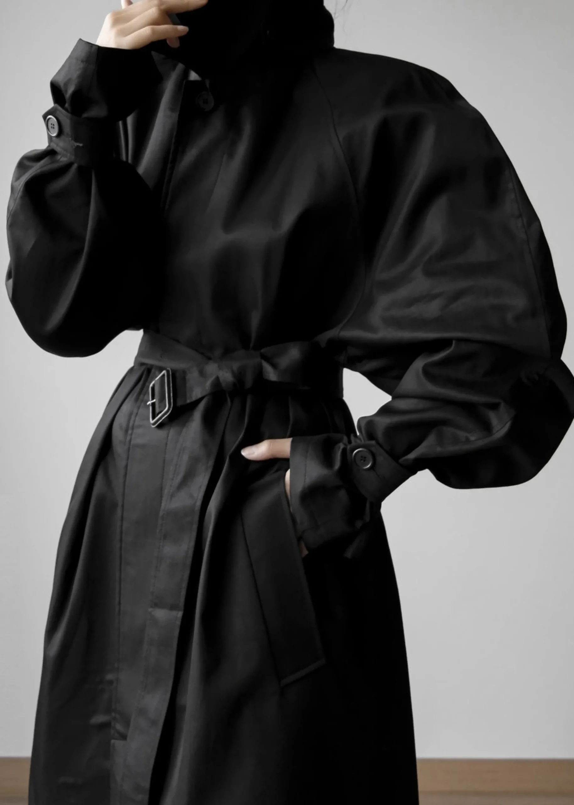 The Frankie Shop Decima Trench Coat Black Discount
