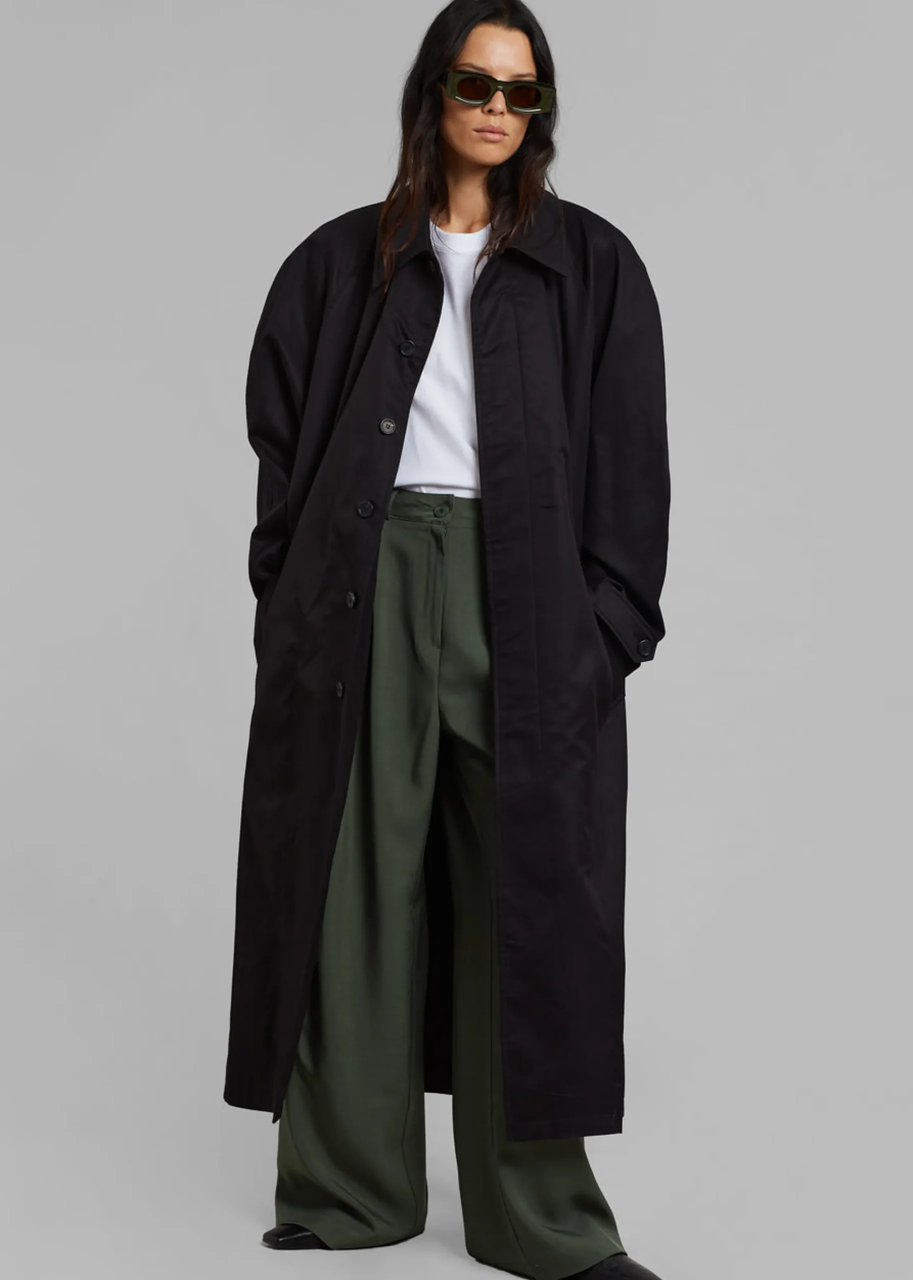 The Frankie Shop Decima Trench Coat Black Discount