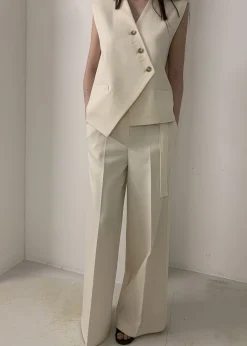 The Frankie Shop Delphi Belted Pants Cream Hot