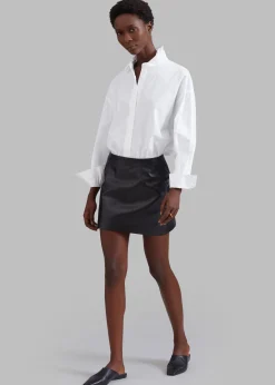 The Frankie Shop Derby Leather Mini Skirt Black New