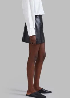 The Frankie Shop Derby Leather Mini Skirt Black New