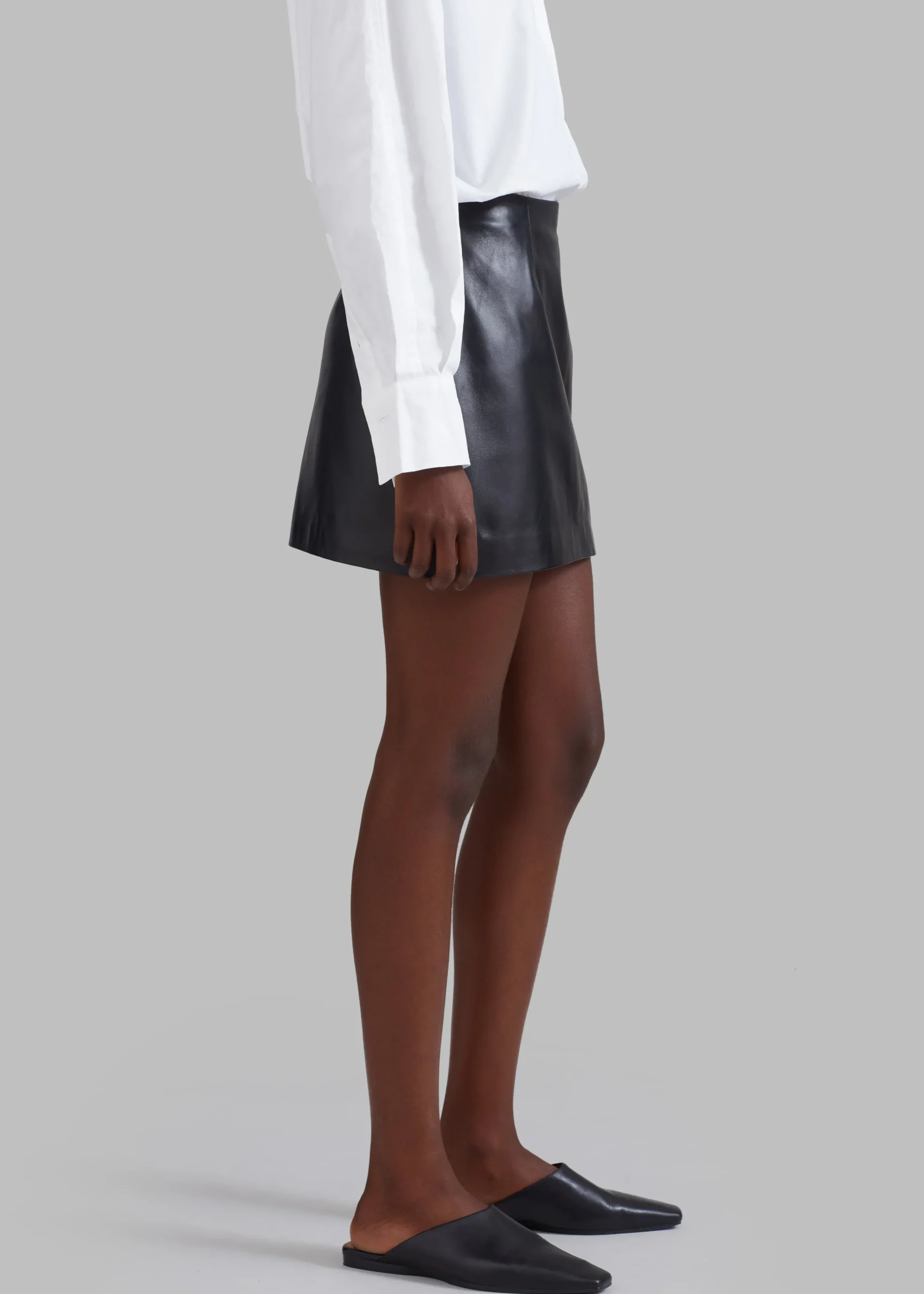The Frankie Shop Derby Leather Mini Skirt Black New