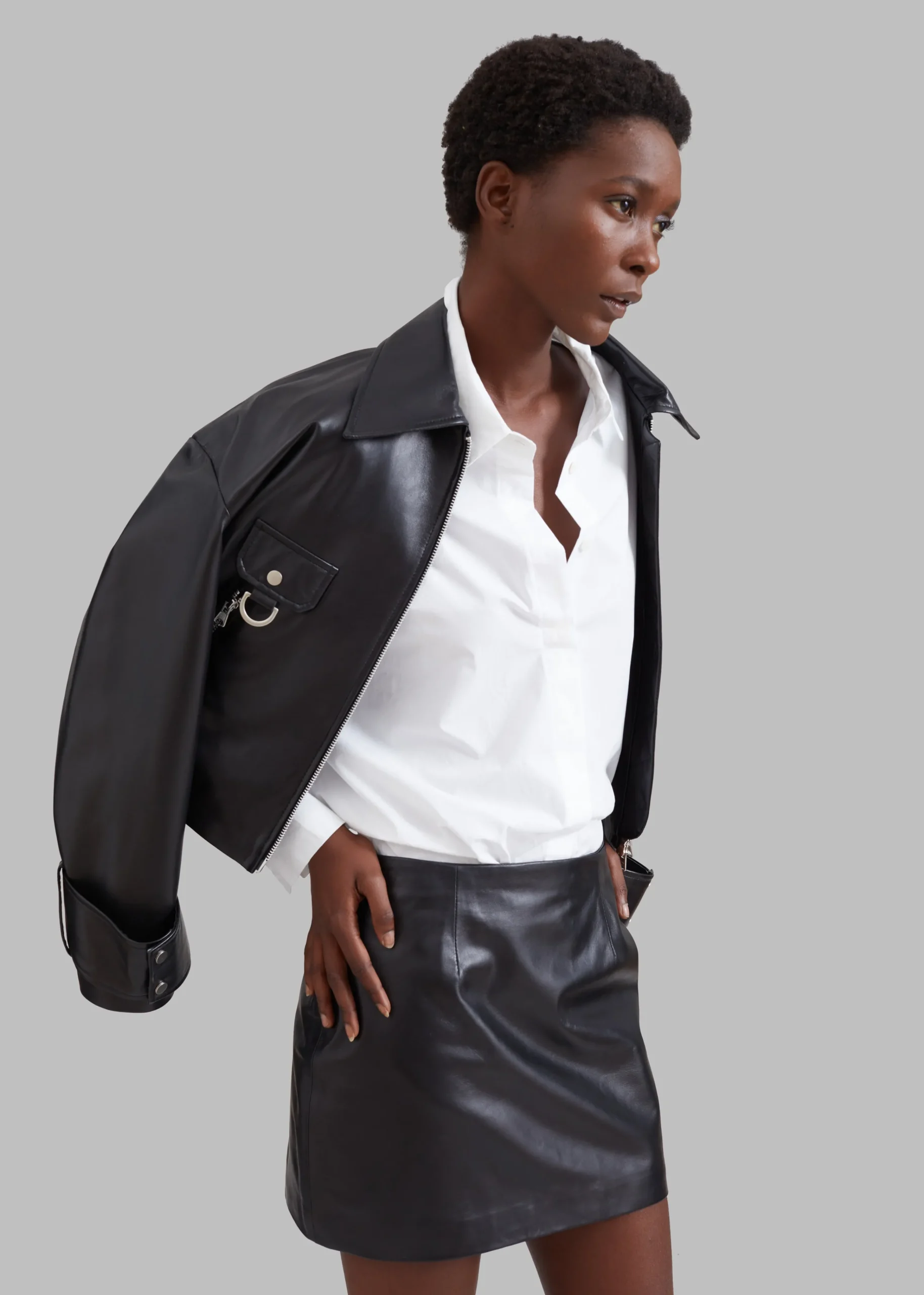 The Frankie Shop Derby Leather Mini Skirt Black New
