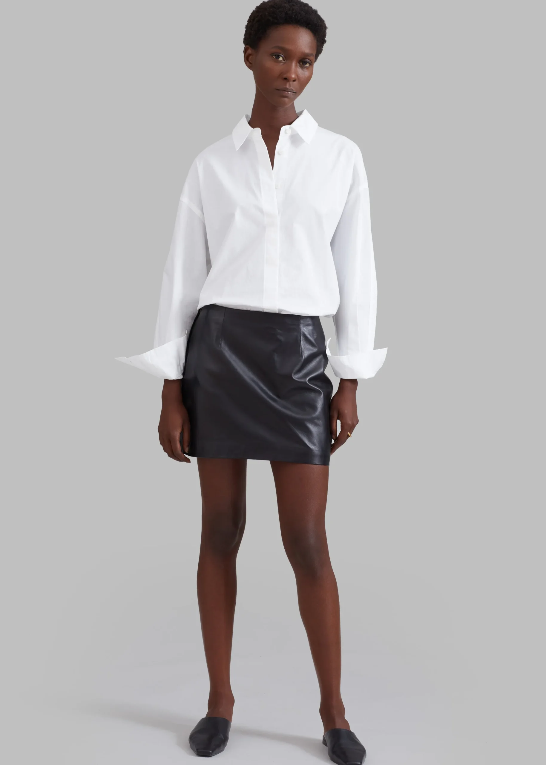 The Frankie Shop Derby Leather Mini Skirt Black New