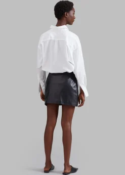 The Frankie Shop Derby Leather Mini Skirt Black New